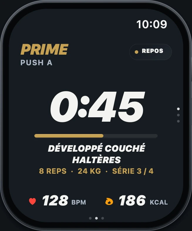 Apple Watch PRIME : récupération et compte à rebours
